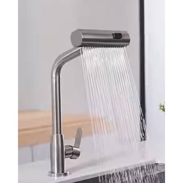 3 in 1 Mode Adjustable Stainless Steel Modern Kitchen Tap Swivel Cascade Kitchen Faucet