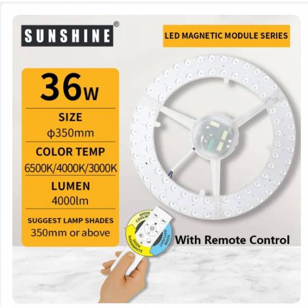 SUNSHINE LED Magnetic Module 3 Colors Changning and Dimmable with Remote Control (WW/CW/DL) **Free Gift 2 x AAA Battery**