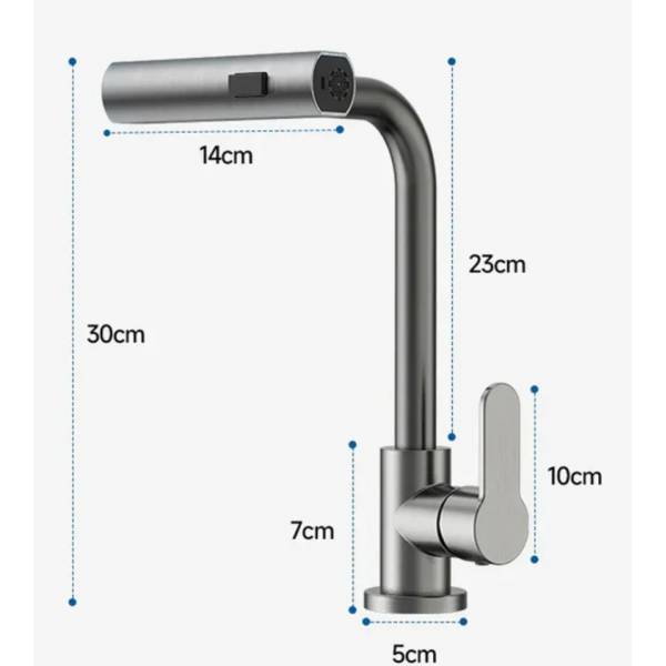 3 in 1 Mode Adjustable Stainless Steel Modern Kitchen Tap Swivel Cascade Kitchen Faucet