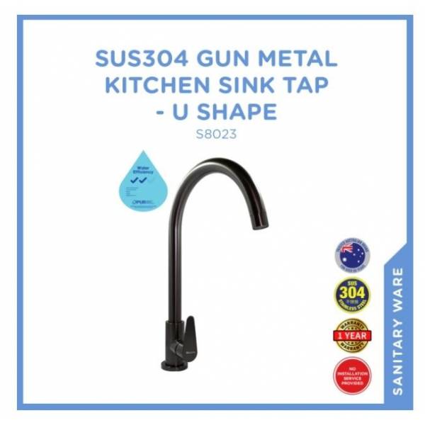 SELLEYS GUN METAL KITCHEN SINK TAP U SHAPE (SUS 304 STAINLESS STEEL)